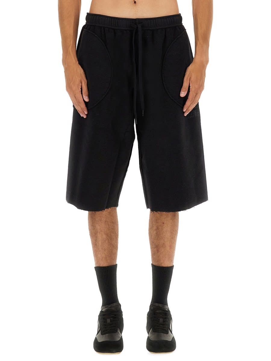 Mm6 Maison Margiela Knee-length Shorts Featuring Elastic Waistband In Black