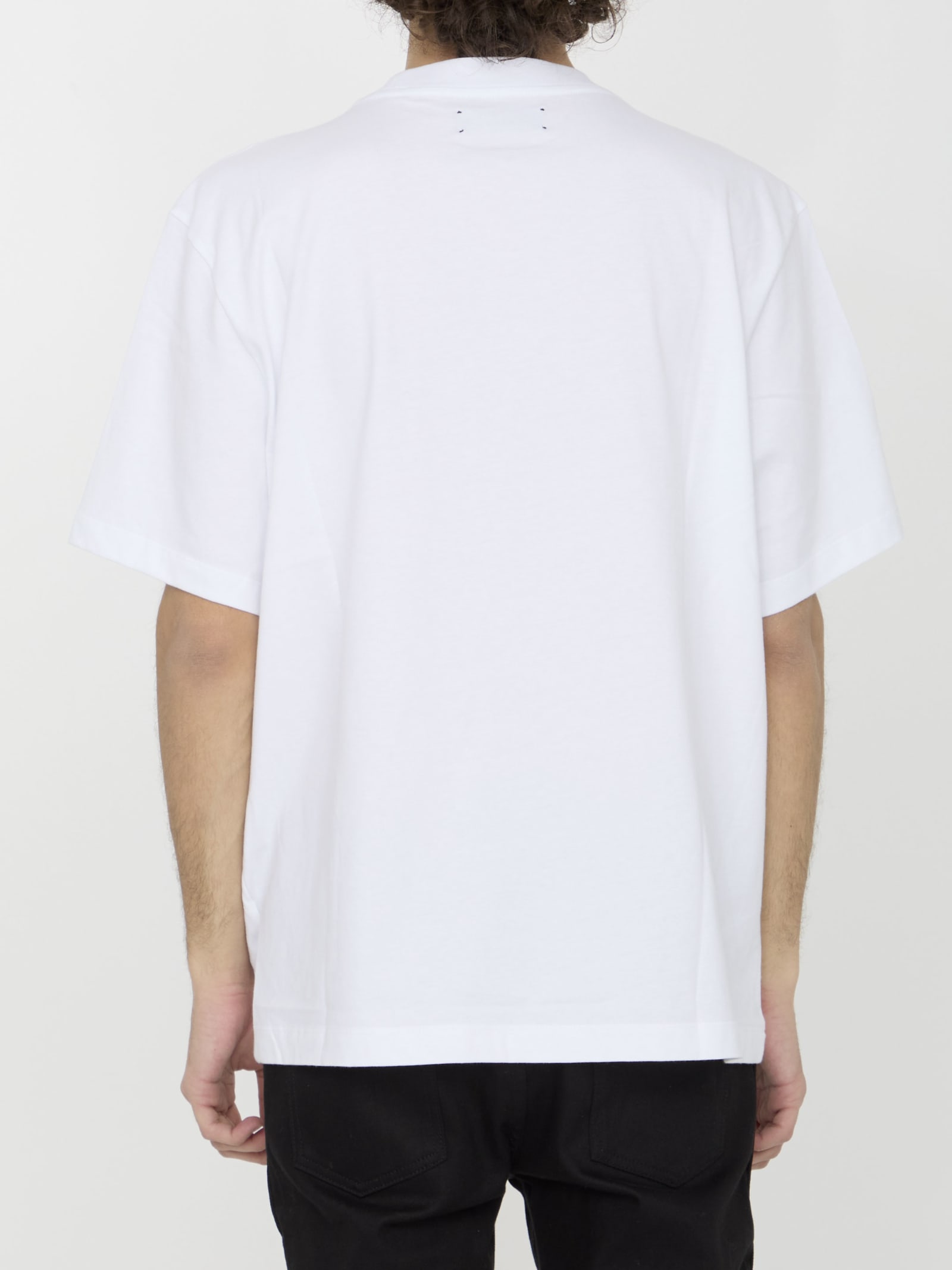 Shop Amiri Staggered Chrome T-shirt In White