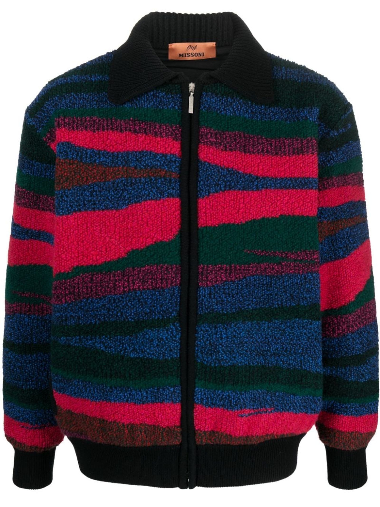 Shop Missoni Multicolour Wool Jacket In Black/red Base