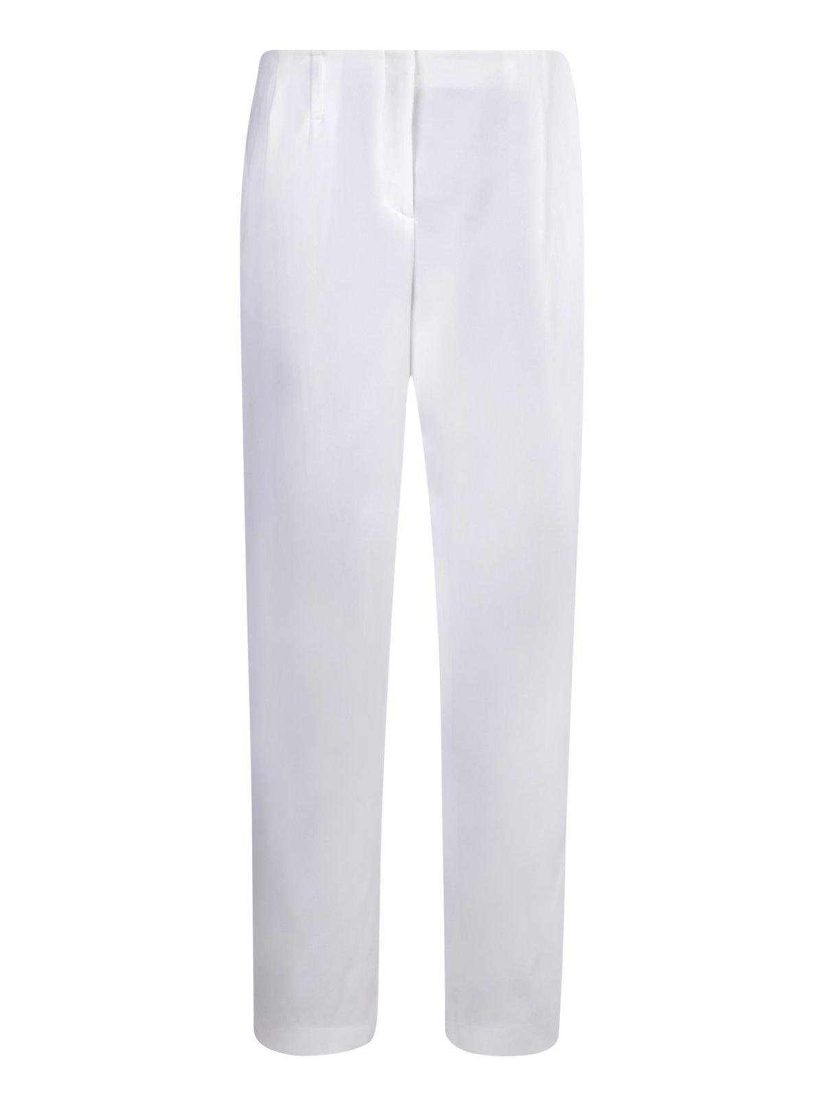 Giorgio Armani Straight Leg Pleated Trousers In Bianco