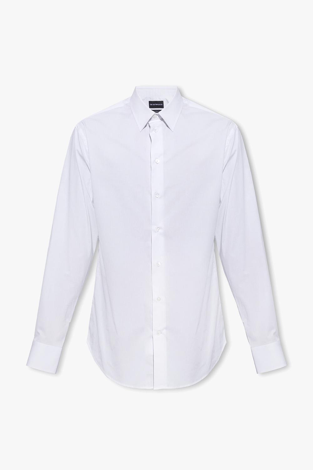 Shop Emporio Armani Cotton Shirt In Bianco