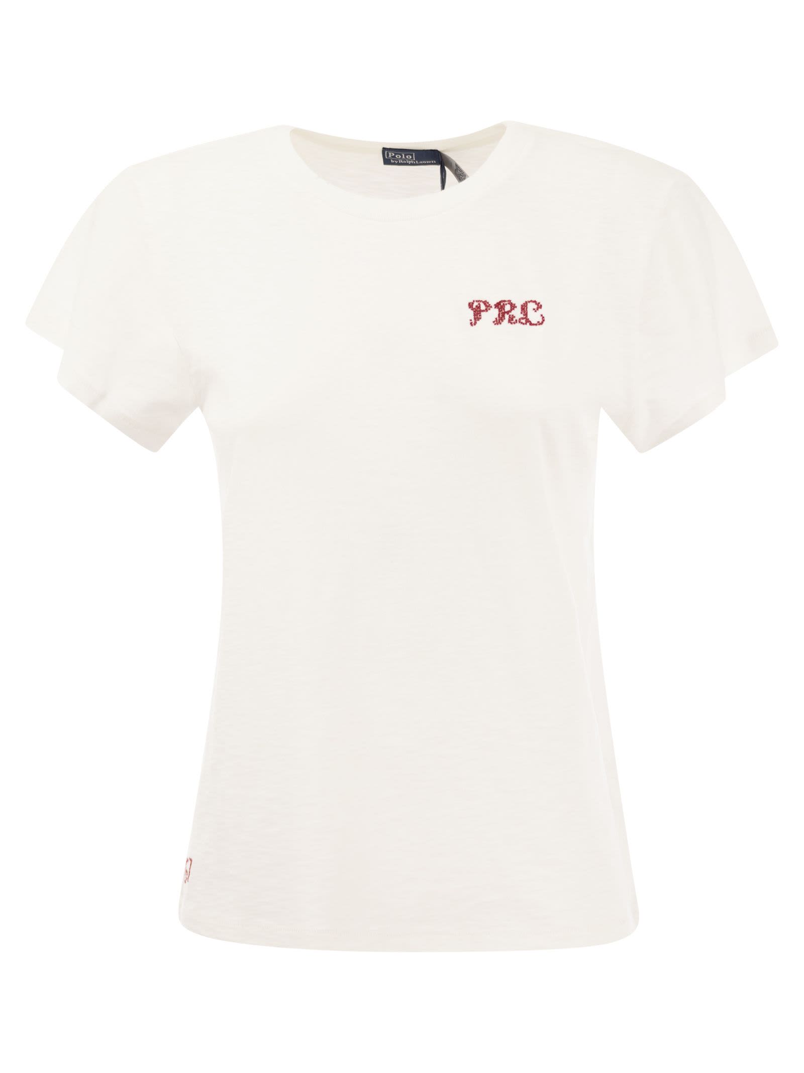 RALPH LAUREN CREW-NECK T-SHIRT WITH EMBROIDERY