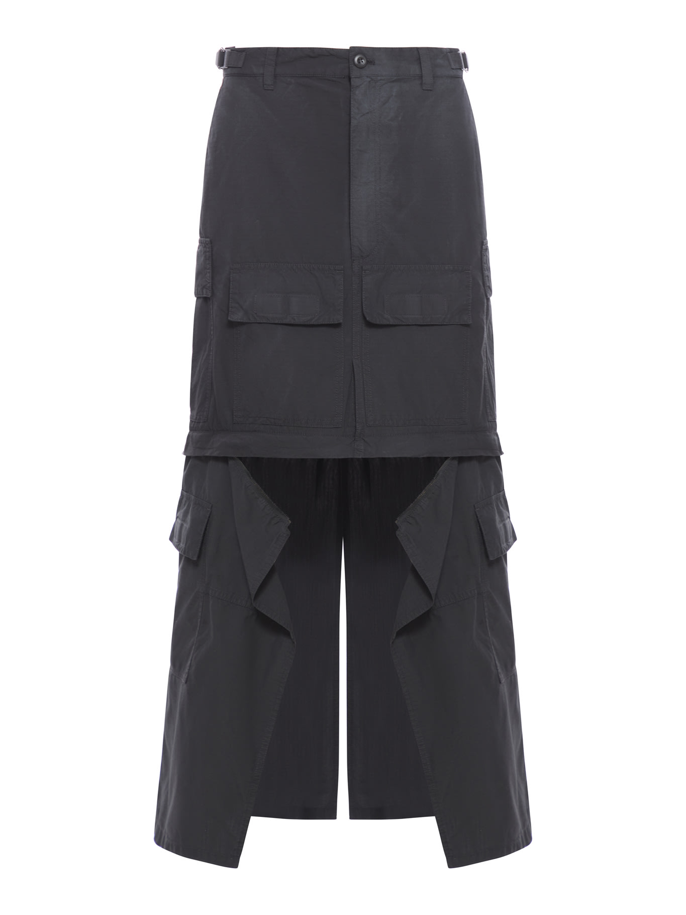 Shop Balenciaga Maxi Cargo Skirt Light Ripstop Cotton In Black