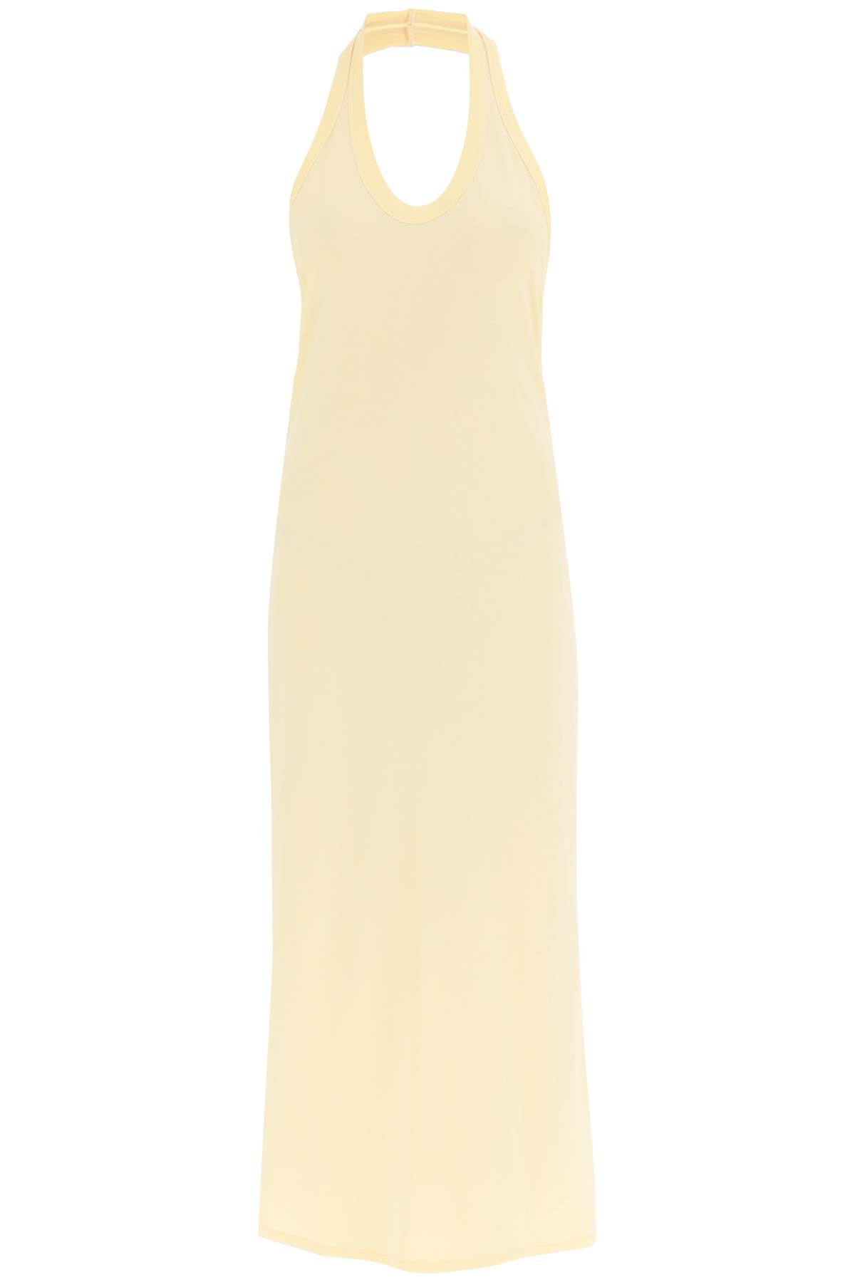 Shop Loulou Studio Midi Dress With Side Slit In Apricot (yellow)
