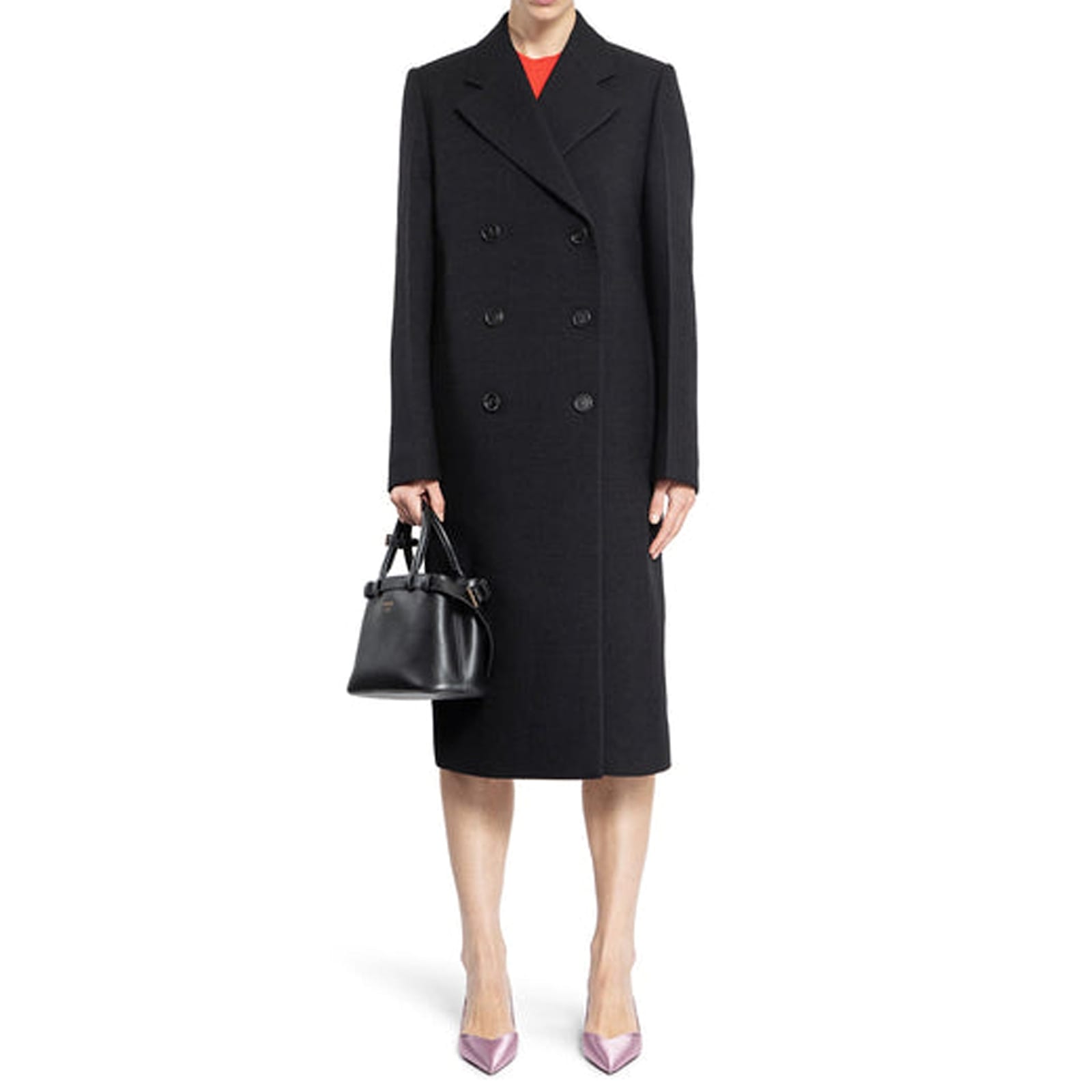 Prada Double-breasted Wool Coat In Black