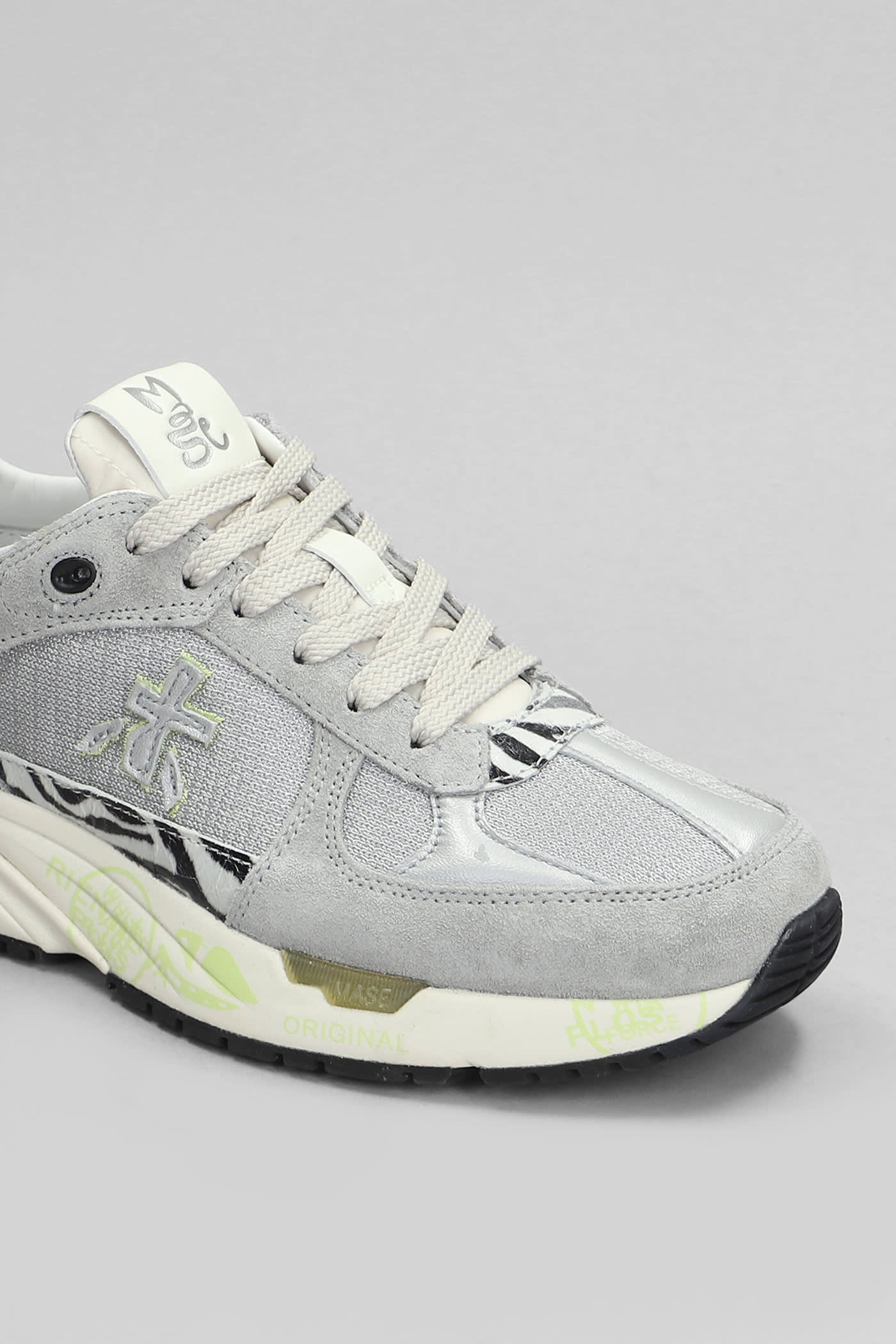 Shop Premiata Mase Sneakers In Grey Suede And Fabric