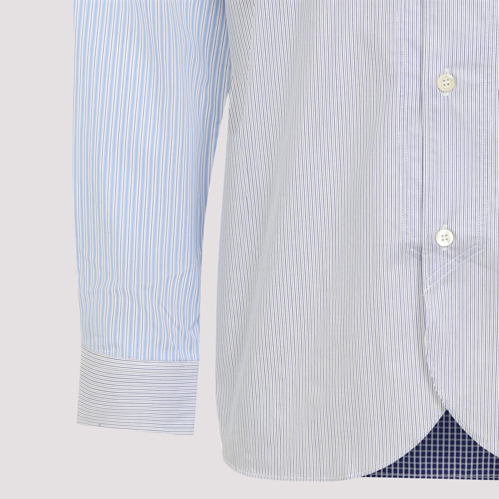 Shop Junya Watanabe Cotton Shirt In Sax Wht X Blu