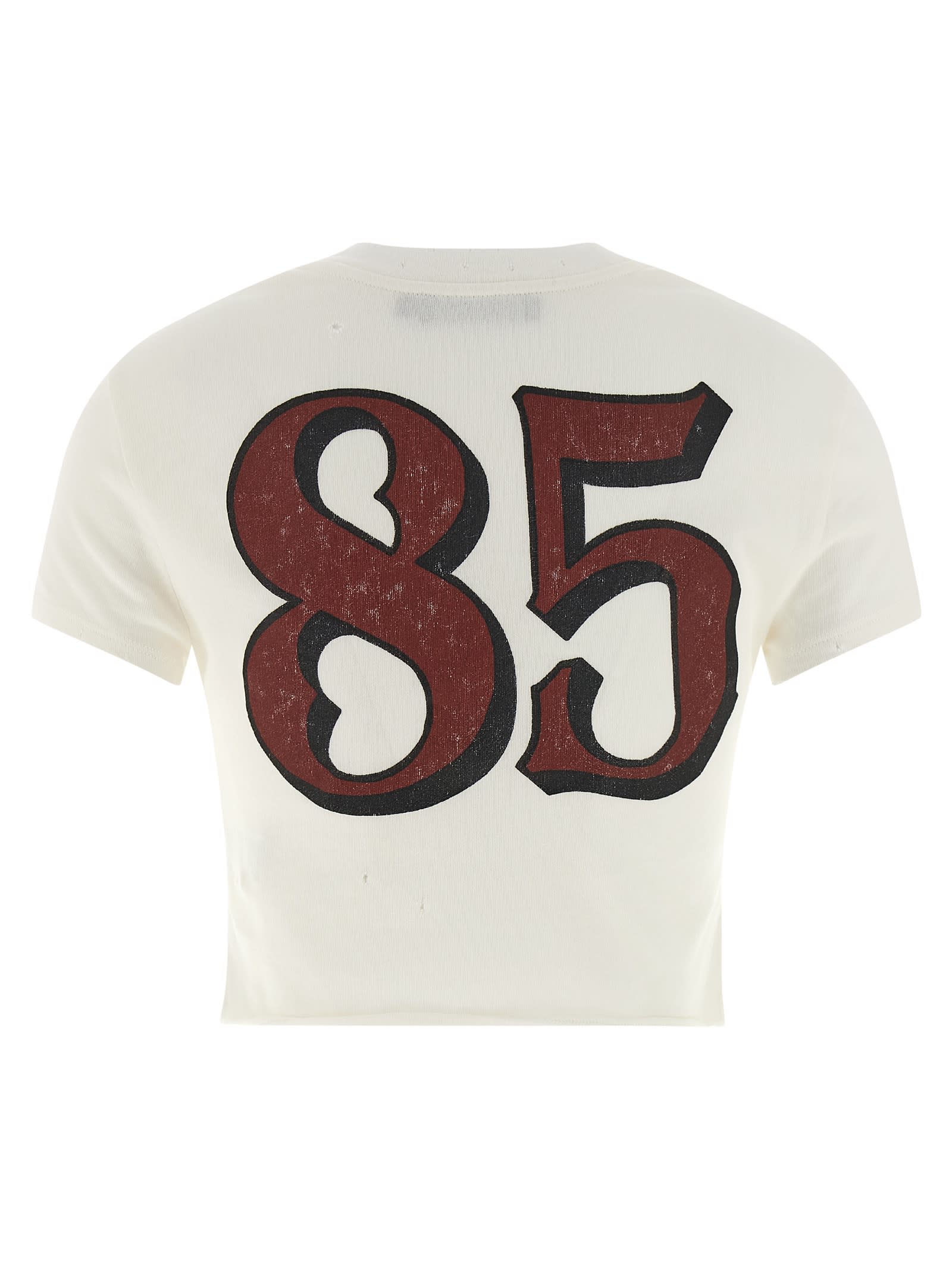 Dolce & Gabbana Graphic Print Cropped Top With Short Sleeves In White