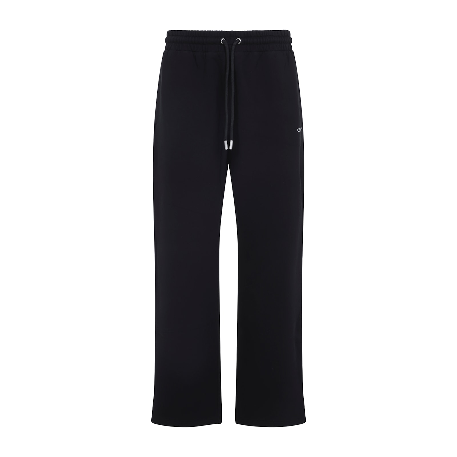 Off-white Wide-leg Cotton Joggers With Cuffed Hem In Black