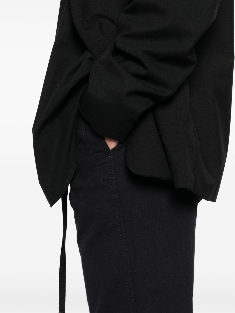 Lemaire Cotton Twill Drawstring Trousers With Dart Detailing In Black