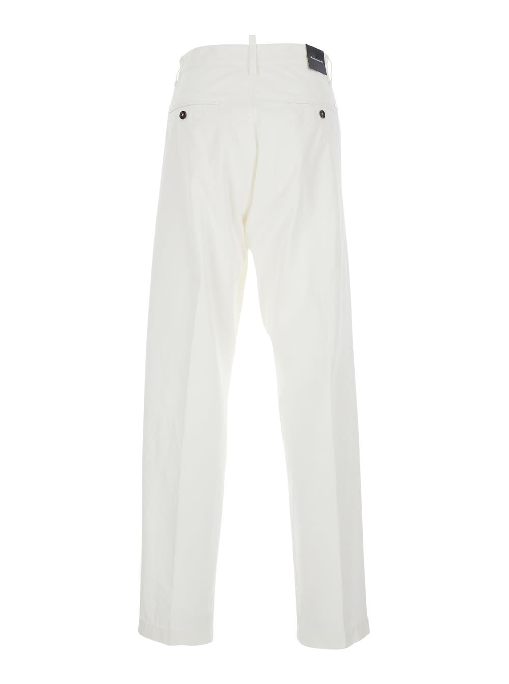 Dsquared2 White Five-pocket Pants With Logo Patch On The Back In Cotton Man