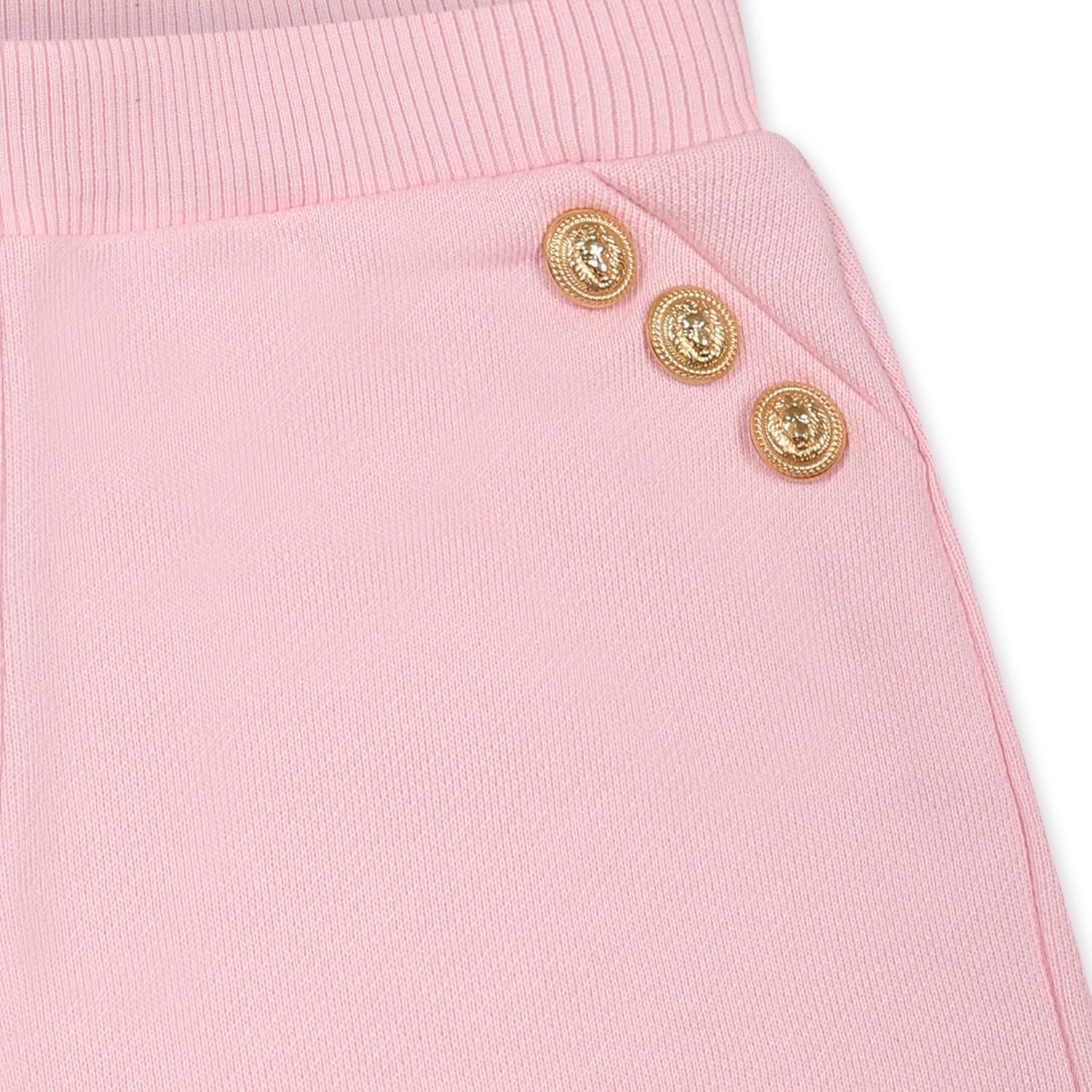 Balmain Pink Shorts For Baby Girl With Buttons In Pink