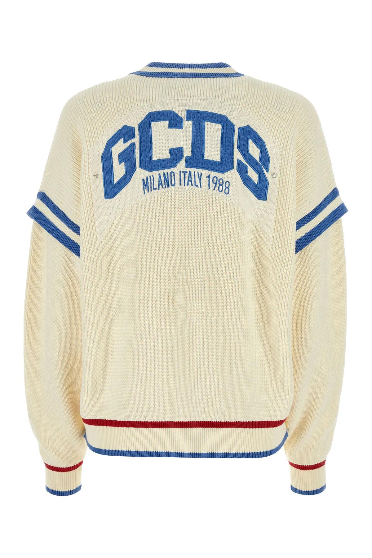 Shop Gcds Ivory Cotton Cardigan In White