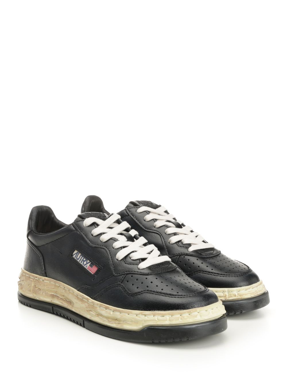 Autry Medalist Low Vintage X Mihara Yasuhiro Black Sneakers With Handcrafted Sole In Leather Man In Black