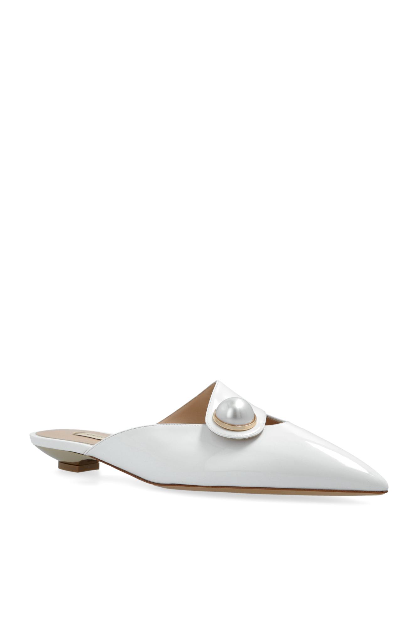 Casadei Blade Pointed Toe Mules In White