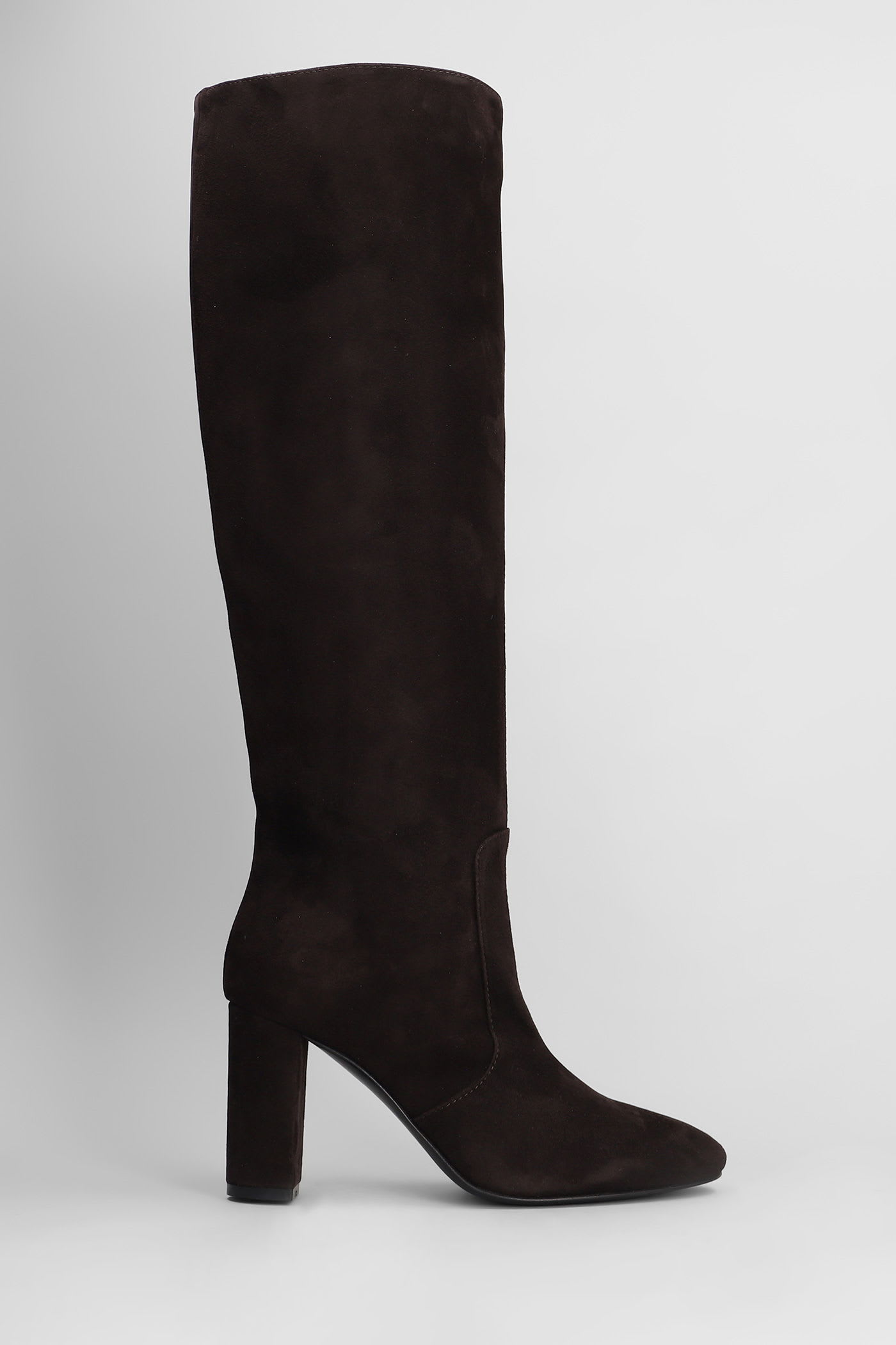 High Heels Boots In Dark Brown Suede
