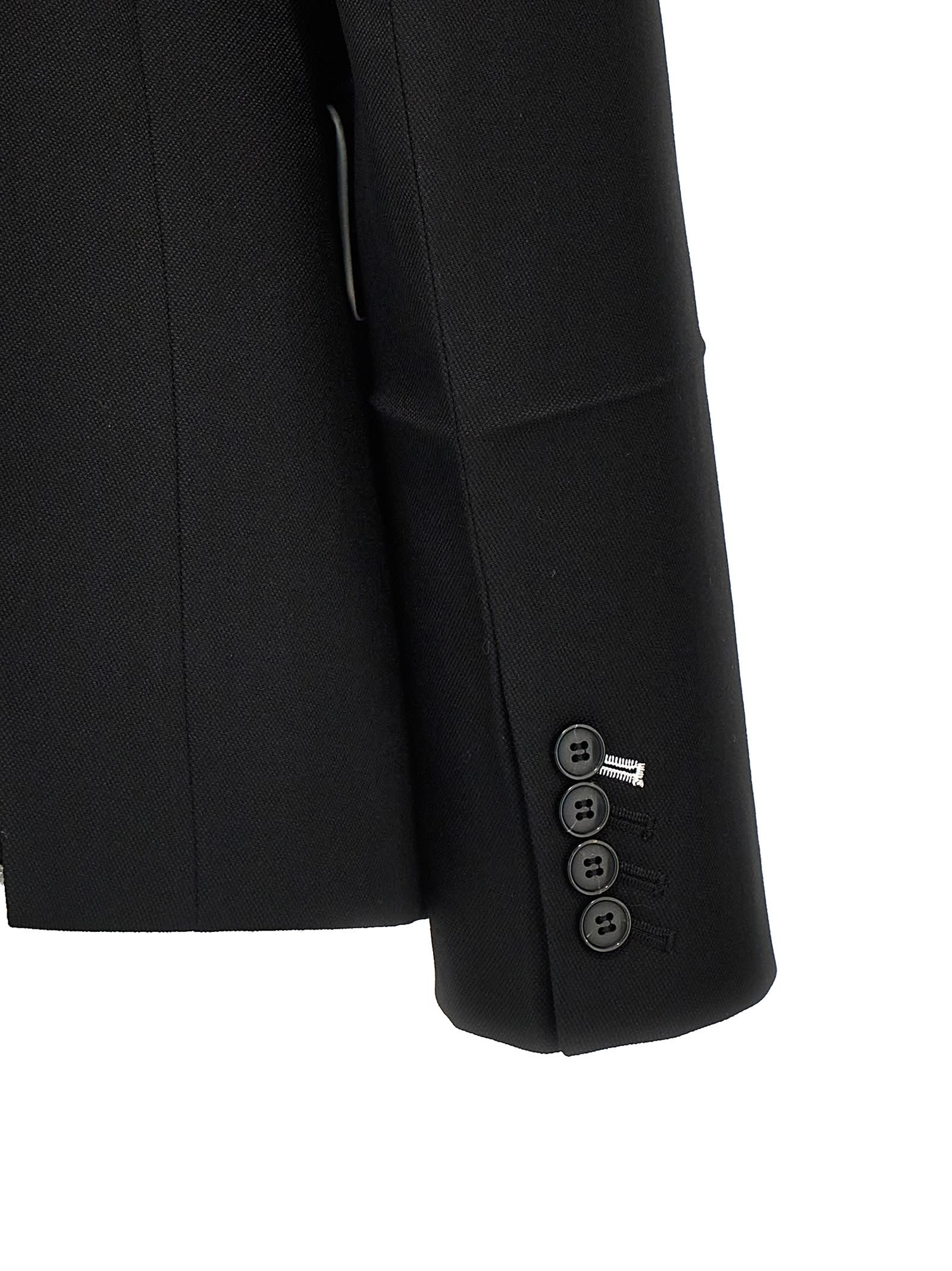 Victoria Beckham Shrunken Wrapped Wool Blazer In Black