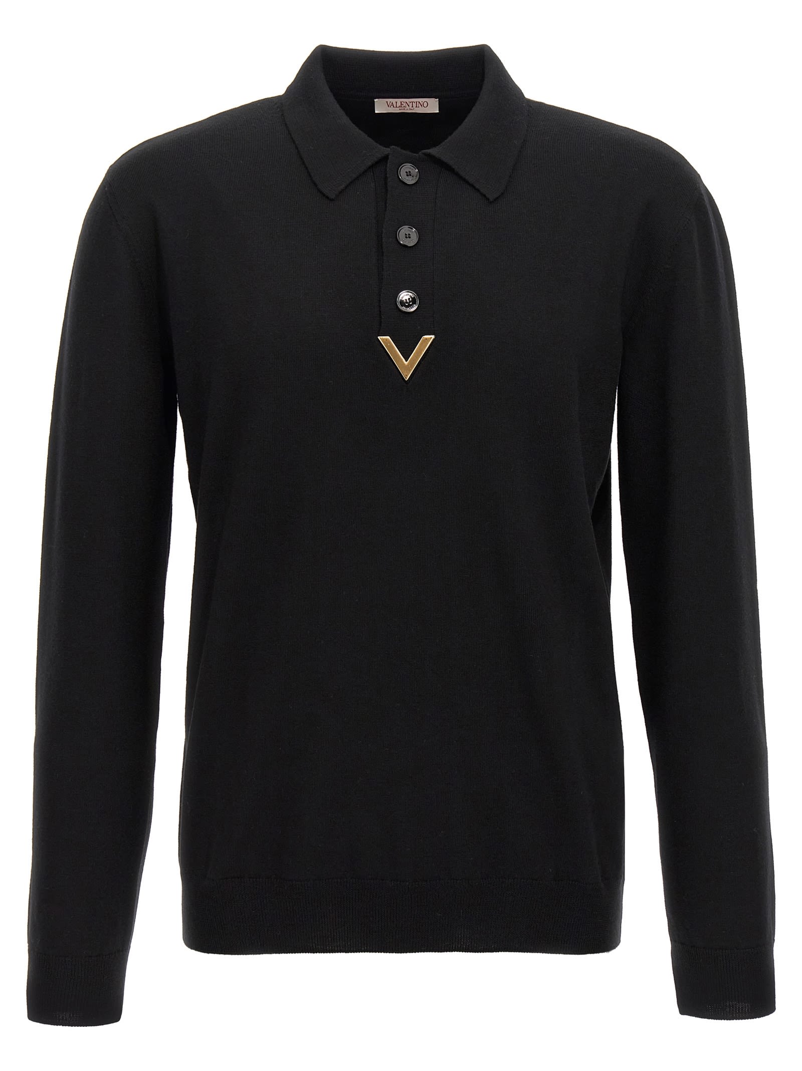 Shop Valentino Polo  V Detail In Black