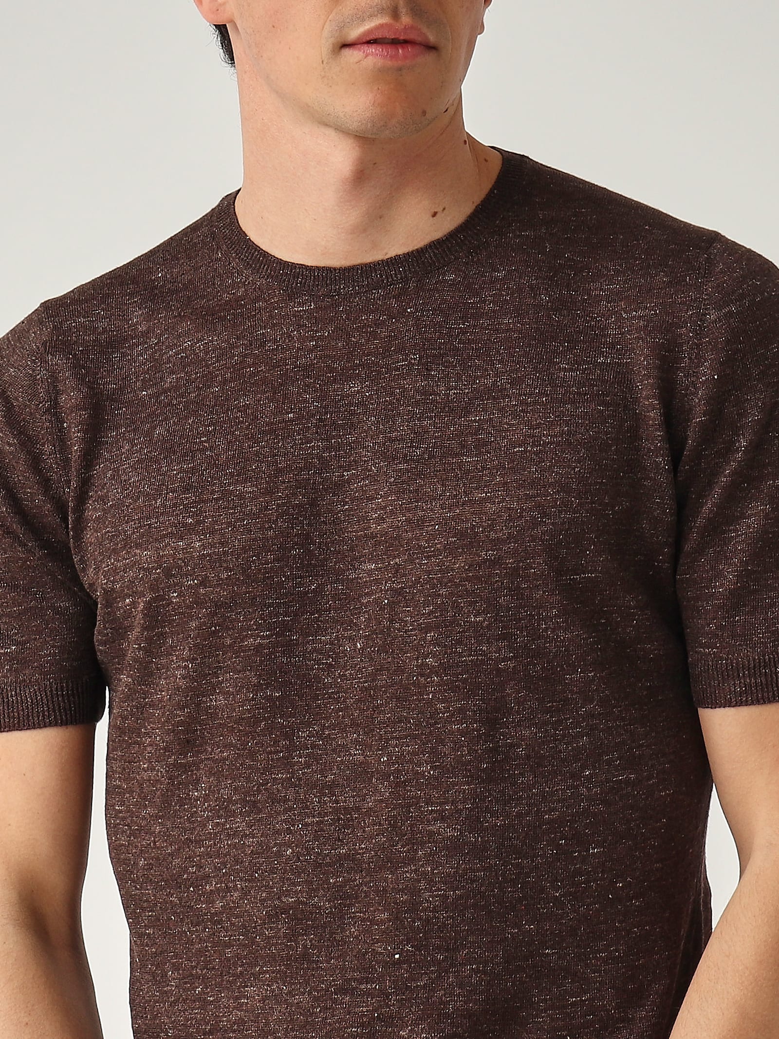 Gran Sasso Girocollo M/c Malfile Con Balza T-shirt In Burgundy