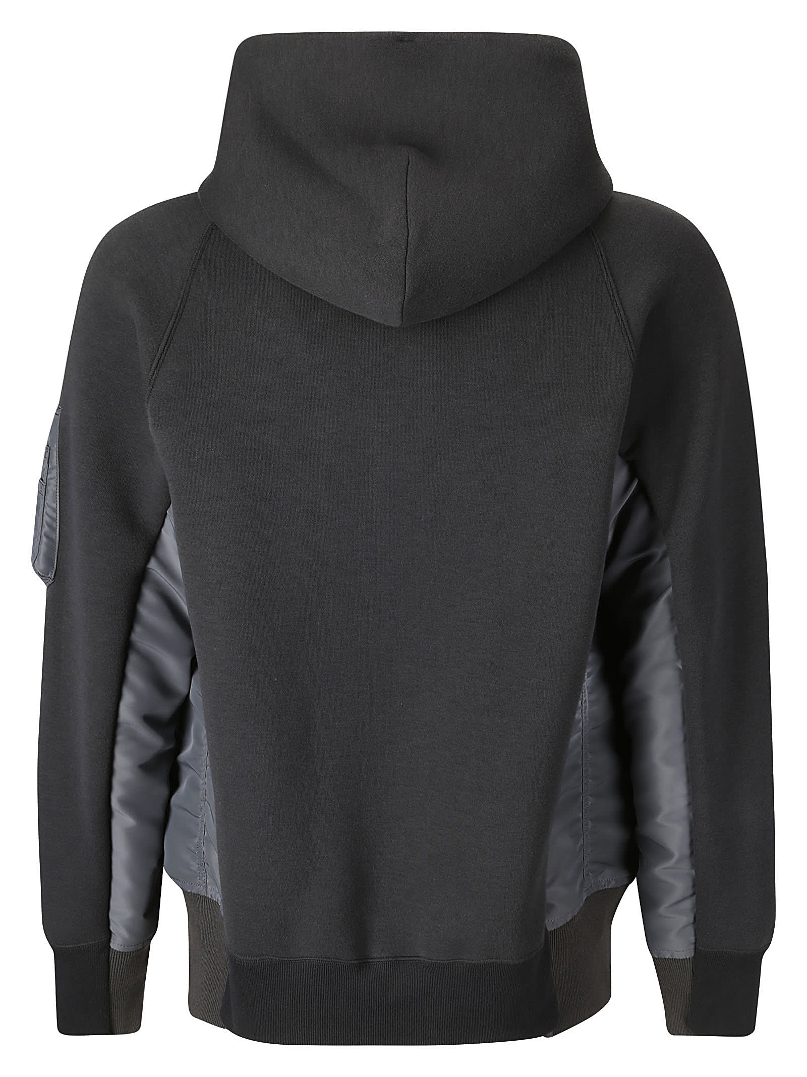 Shop Sacai Sponge Sweat X Nylon Twill Hoodie In C/gray×c/gray