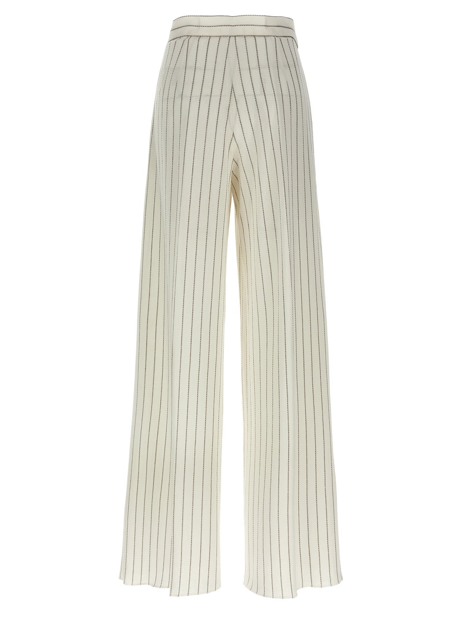 Max Mara Clarion Pinstriped Straight-leg Pants In White