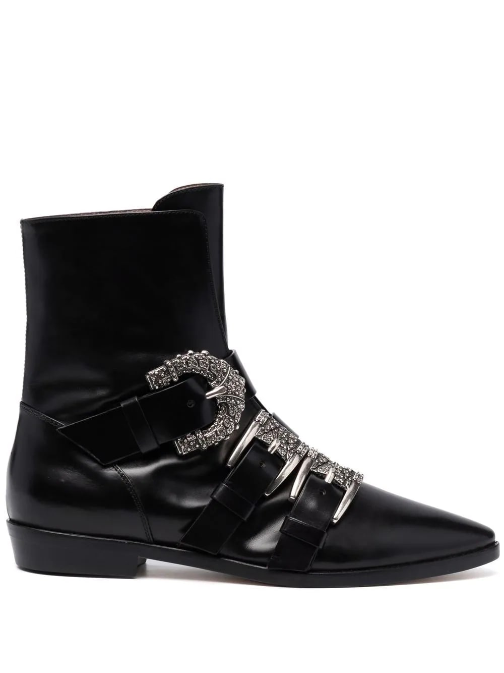 Etro Woman Black Ankle Boot With Jewel Buckles