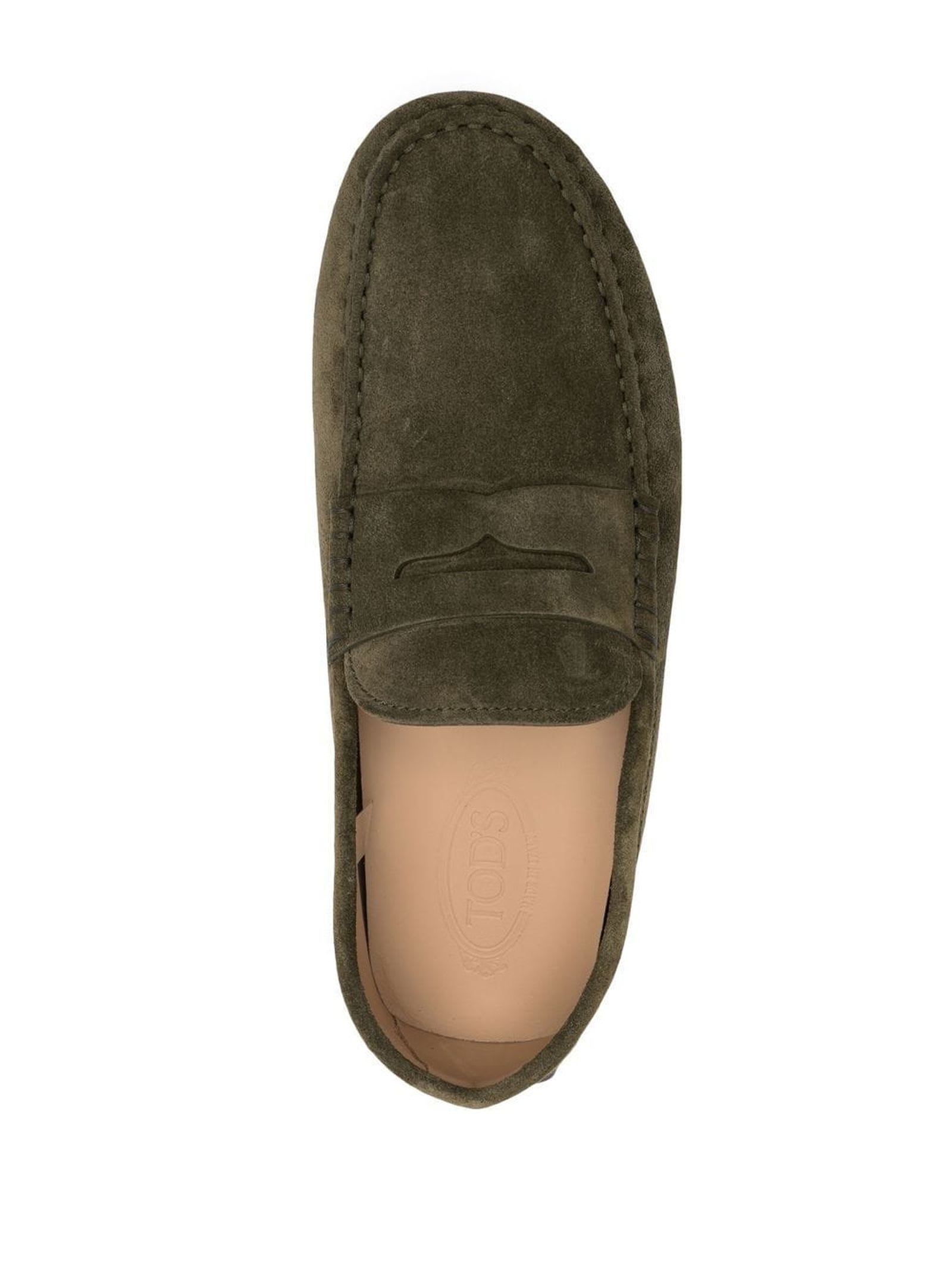 Shop Tod's Green Suede Bubble Gommino Driving Shoes In Multicolor