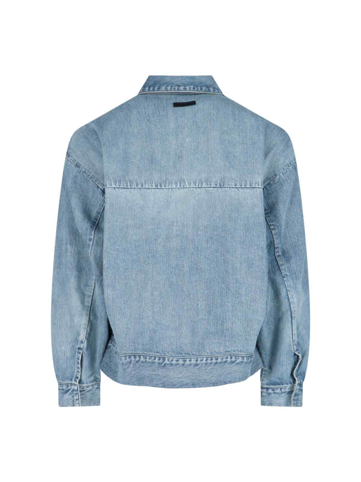 Fear Of God Denim Trucker Casual Jackets And Parka Blue In Light Blue