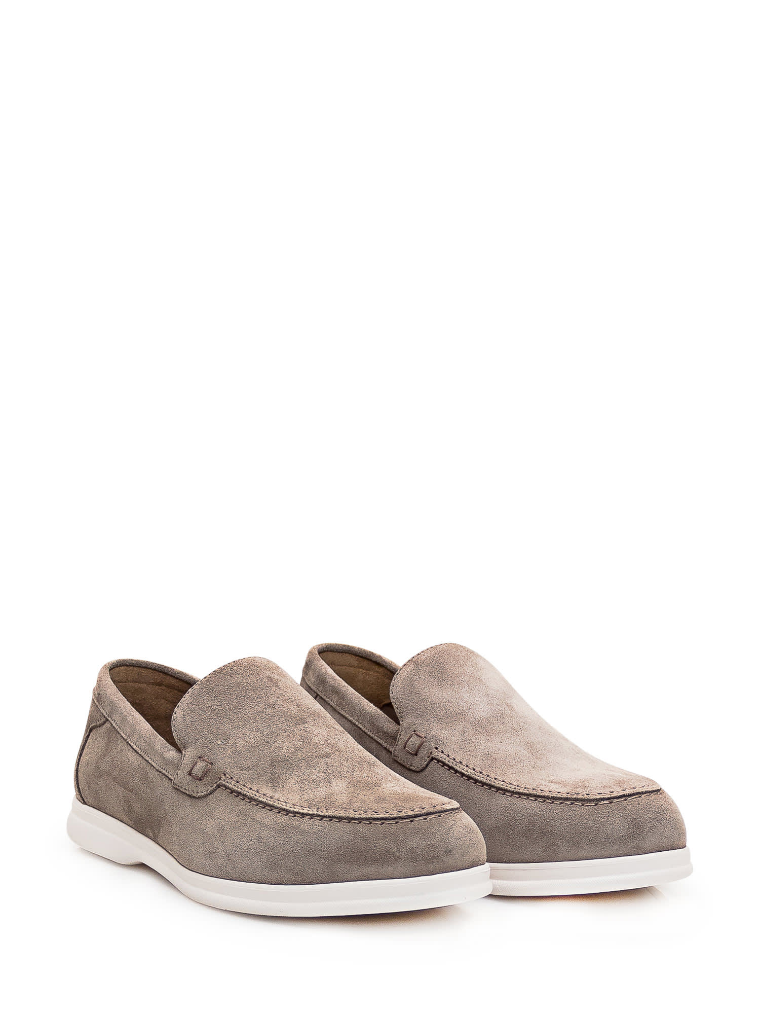 Shop Doucal's Leather Loafer In Nut Fdo Bianco