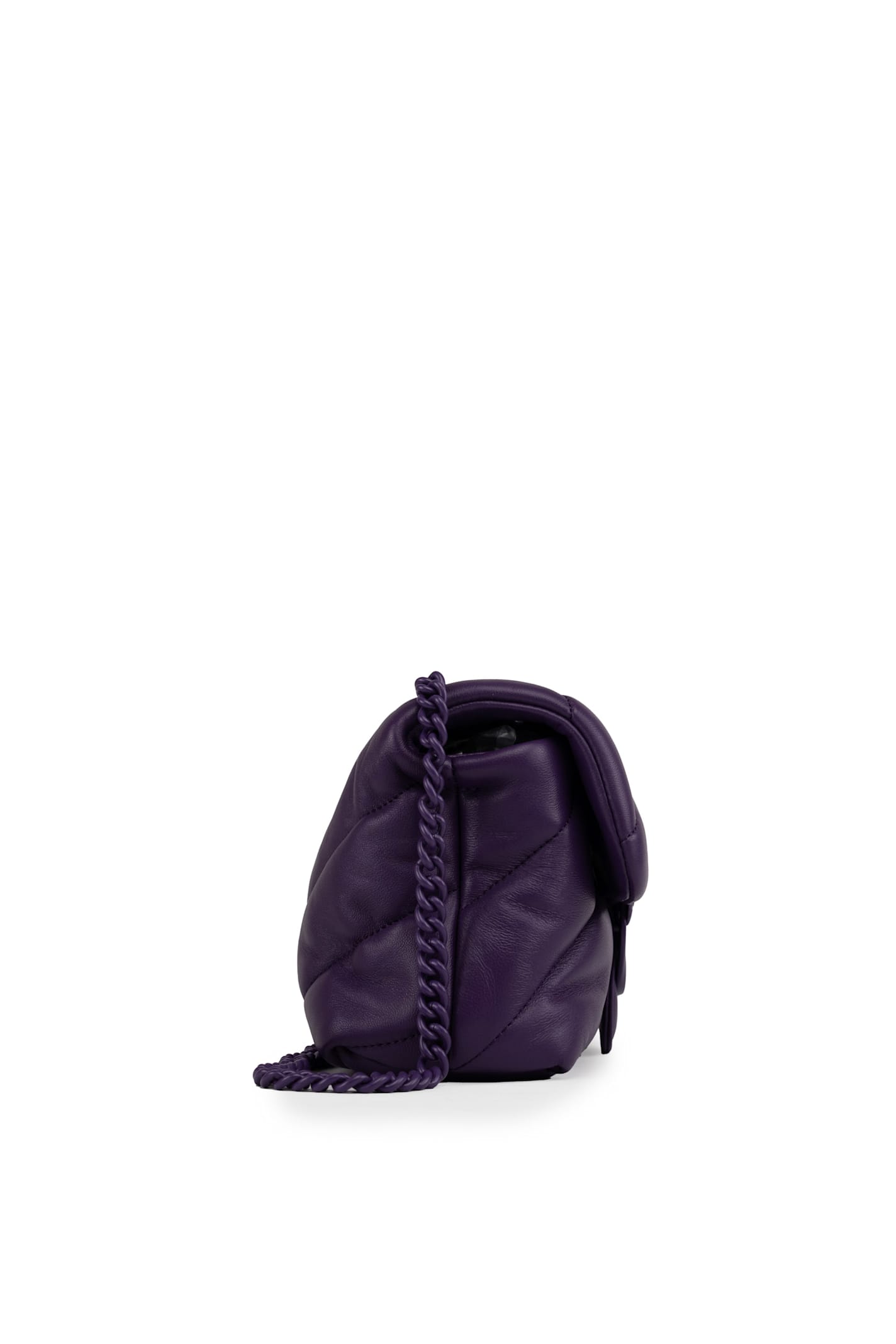 Shop Pinko Mini Love Puff Bag In Color Block Nappa In Plum-block Color