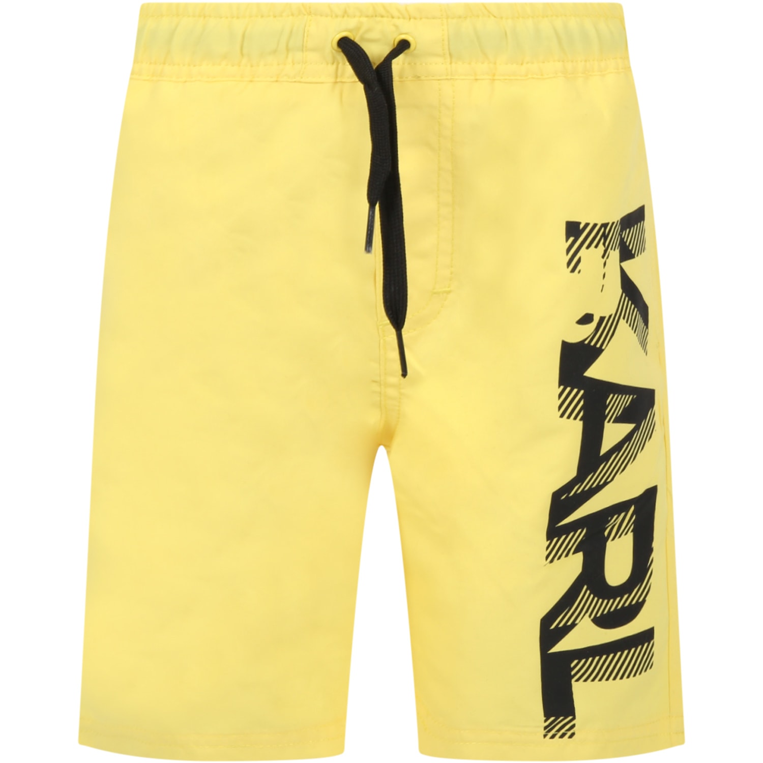 Karl Lagerfeld Kids Yellow Swimshort For Boy With Logo