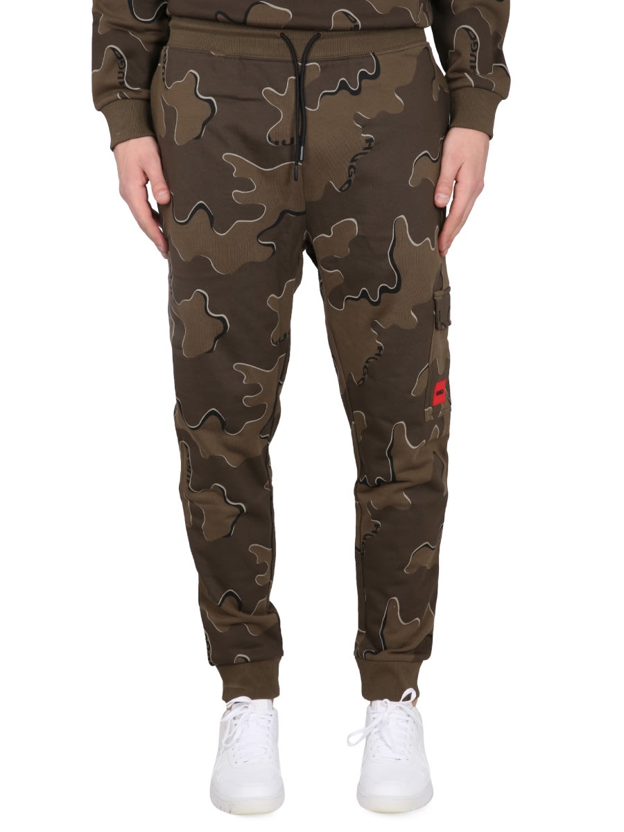 Shop Hugo Boss Camouflage Jogging Pants In Military Green