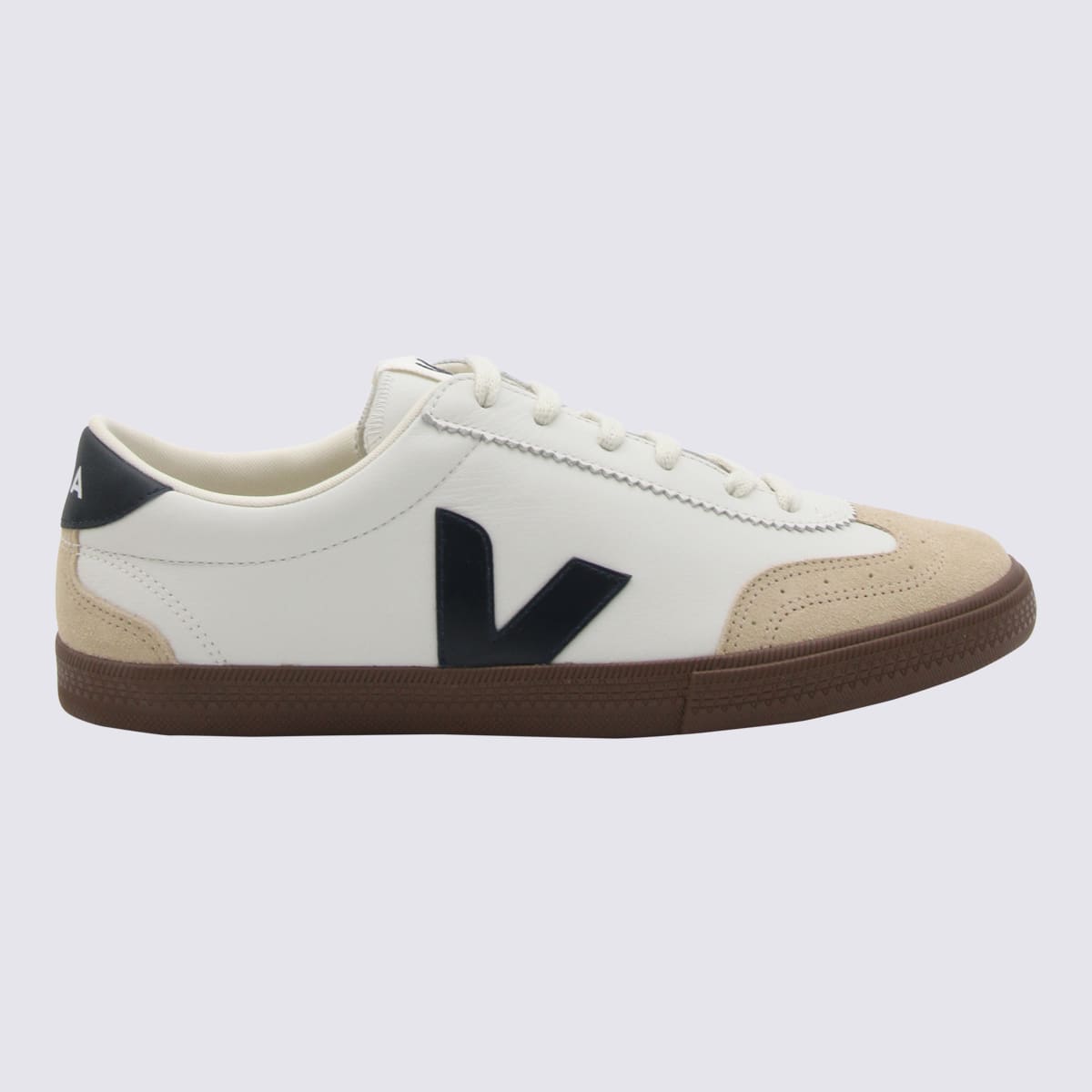 Shop Veja White Leather Volley Sneakers In White Nautico Bark