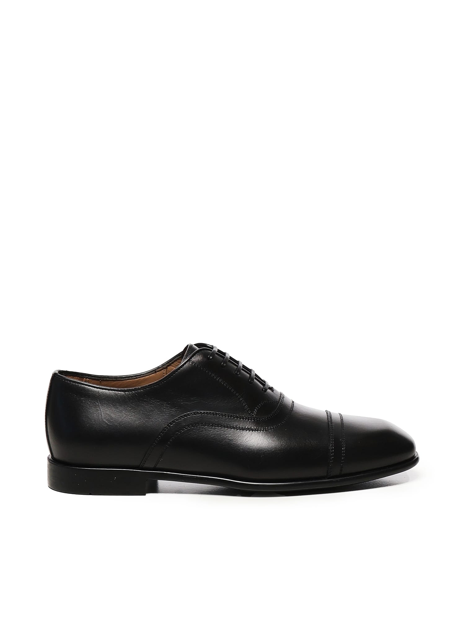 Ferragamo Cap-toe Lace-up Loafers In Black