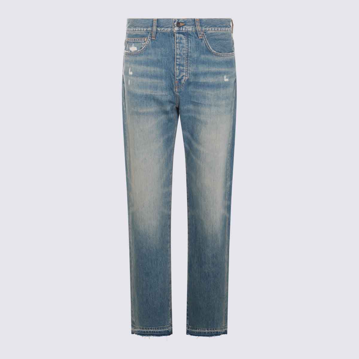 Shop Amiri Medium Blue Cotton Jeans