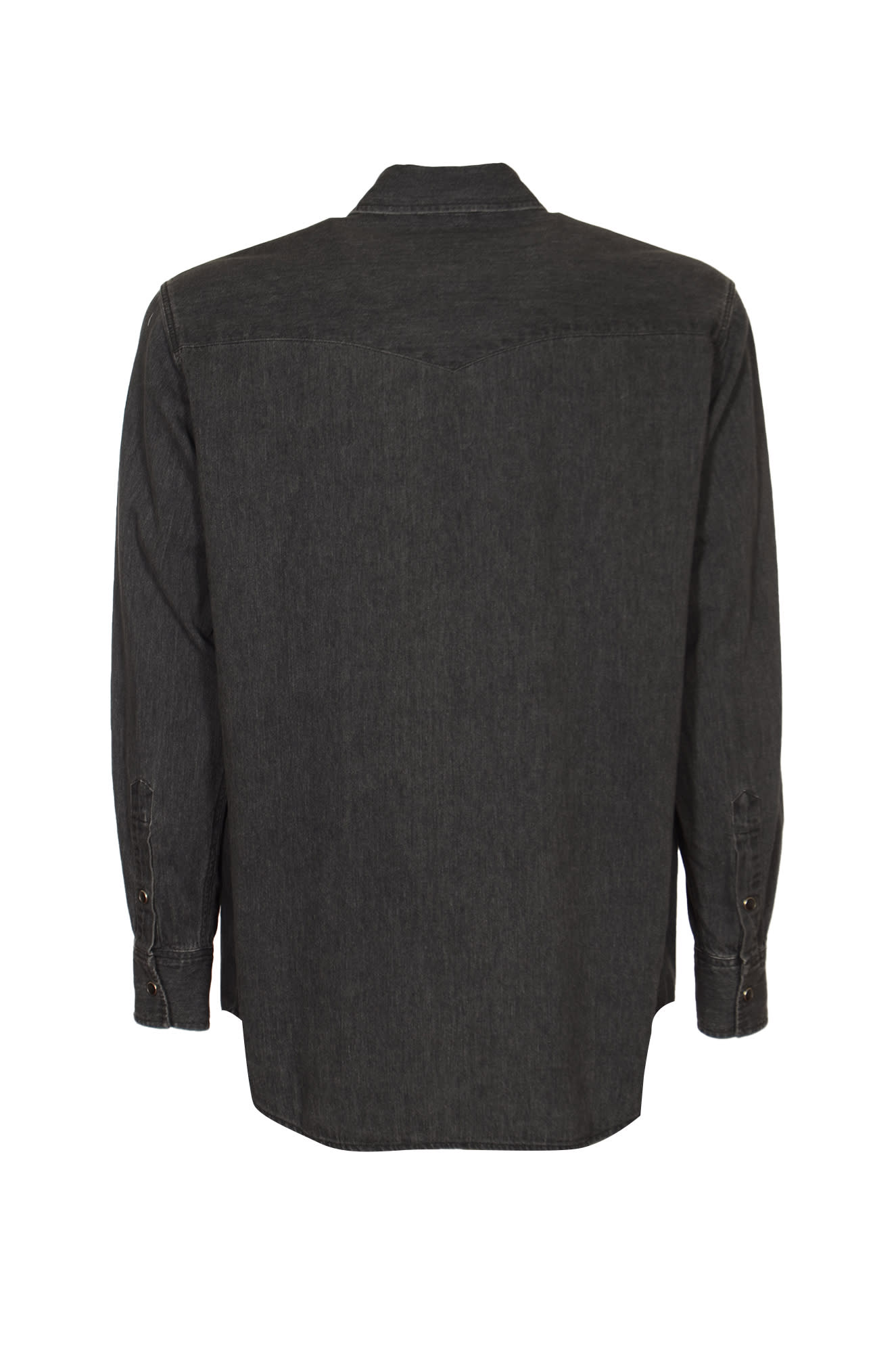 Shop Auralee Selvedge Super Light Denim Shirt In Washed Black