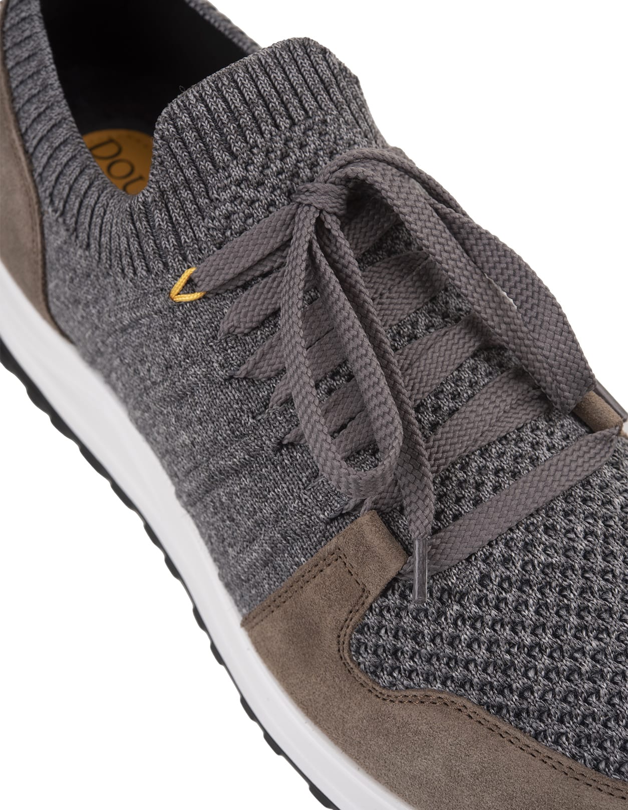 Shop Doucal's Grey And Brown Leather And Fabric Sneakers