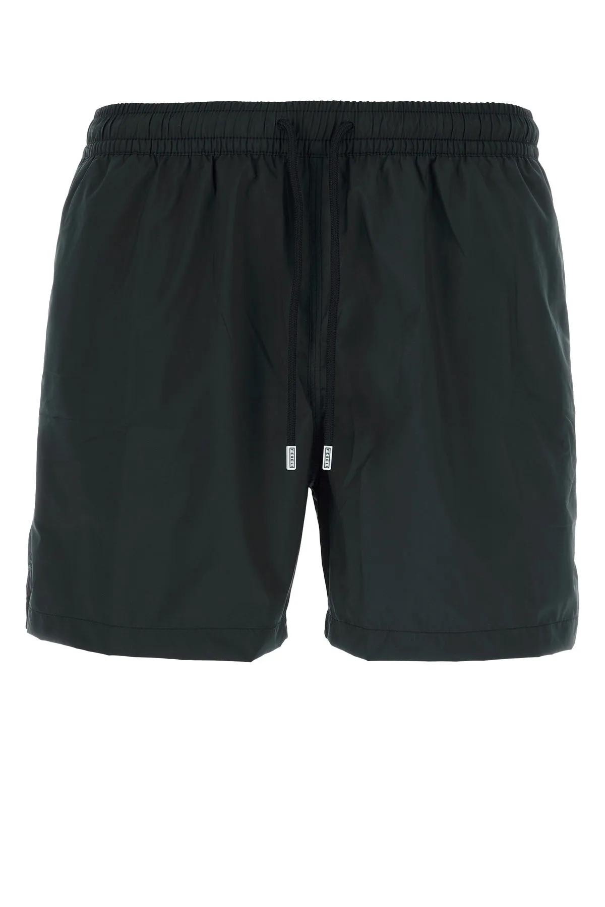 Shop Fedeli Black Polyester Swimming Shorts