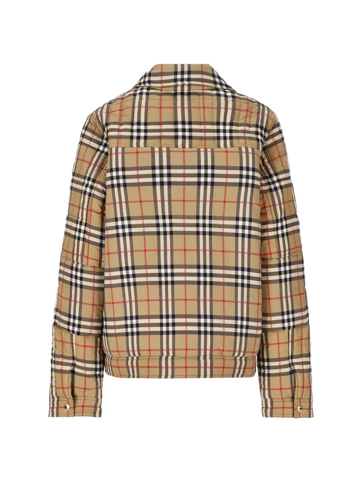 Shop Burberry Vintage Check-pattern Long-sleeved Jacket In Beige