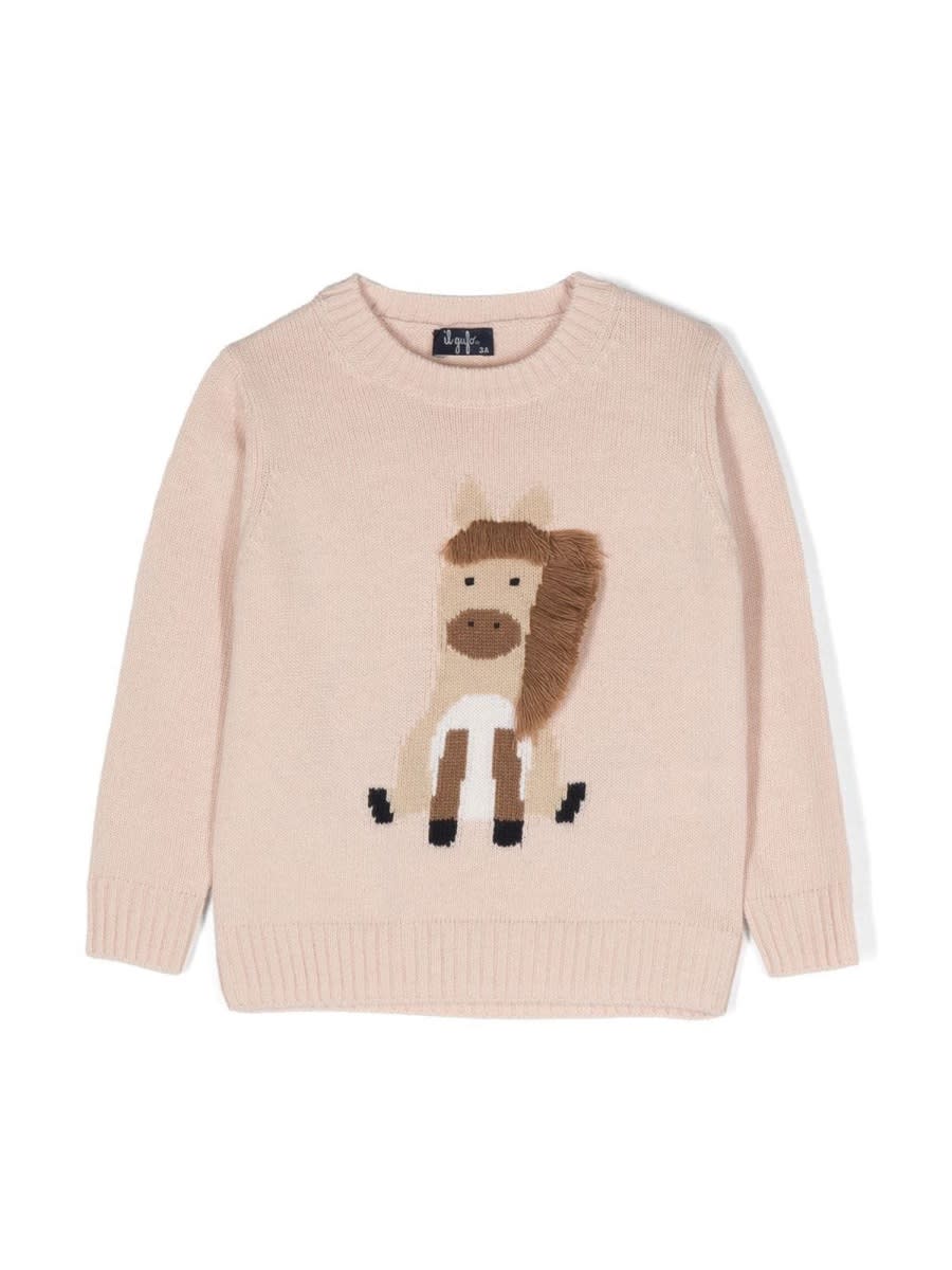 Shop Il Gufo Horse Neck Pullover In Pink