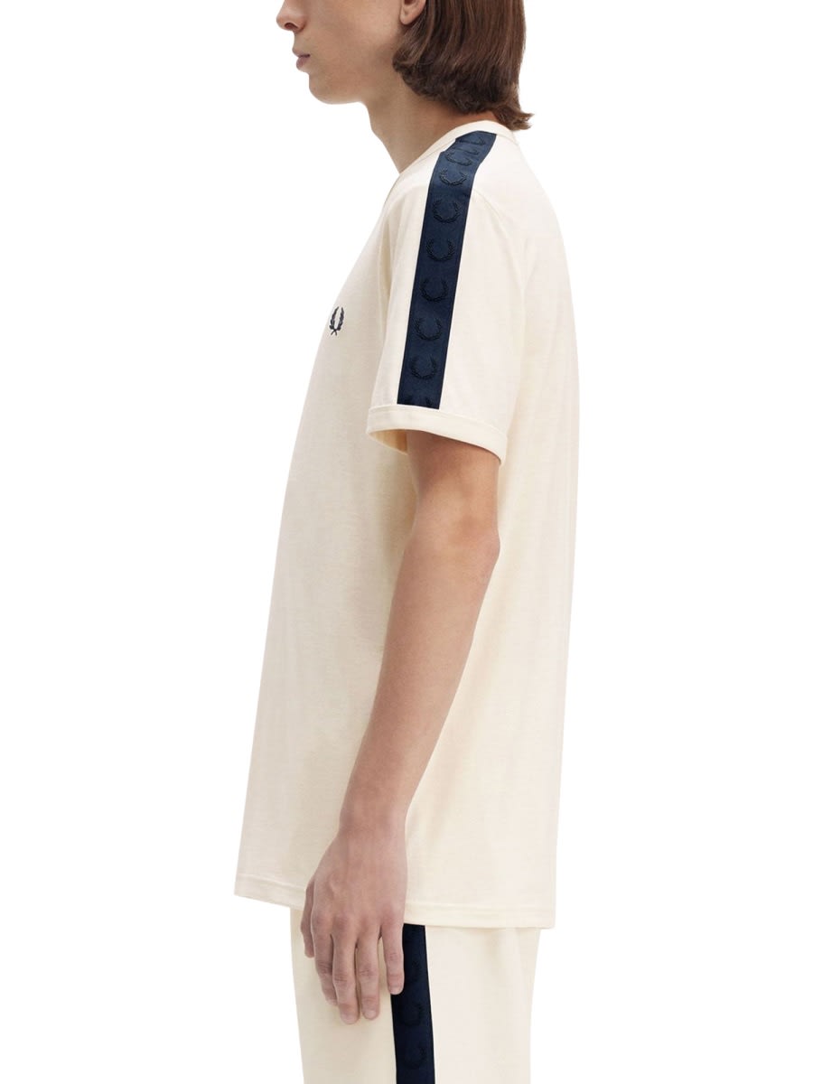 Fred Perry Ringer T-shirt With Contrast Webbing In Neutral