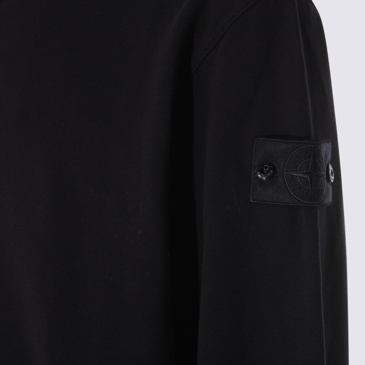 Stone Island Stretch Cotton Fleece Ghost Crewneck Sweatshirt In Black