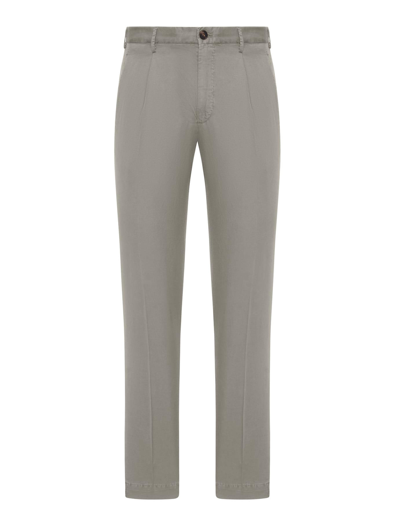 Chino Trousers With Linen And Cotton Pleats