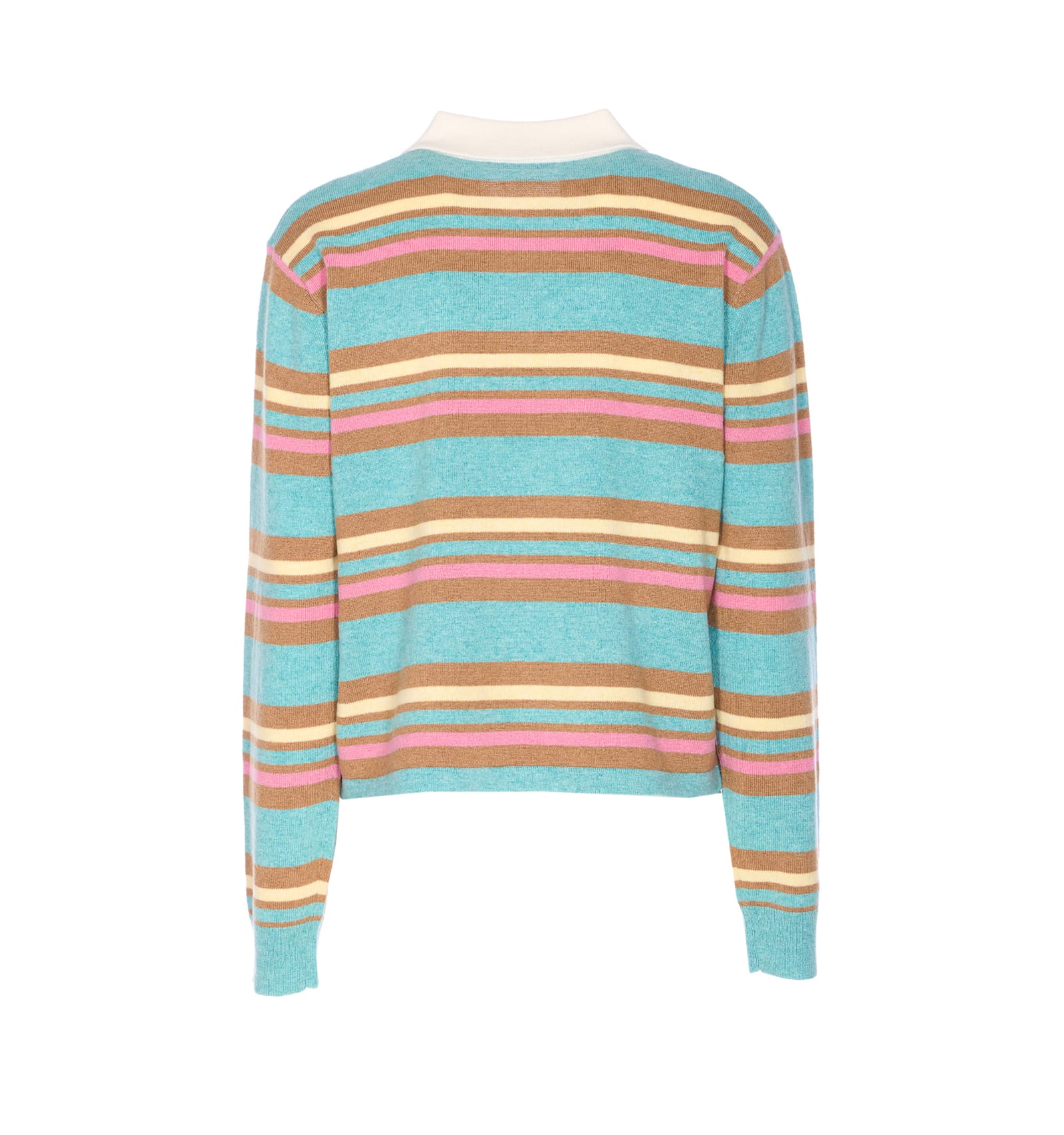Guest In Residence Cropped Striped Cashmere Polo Shirt In Multi