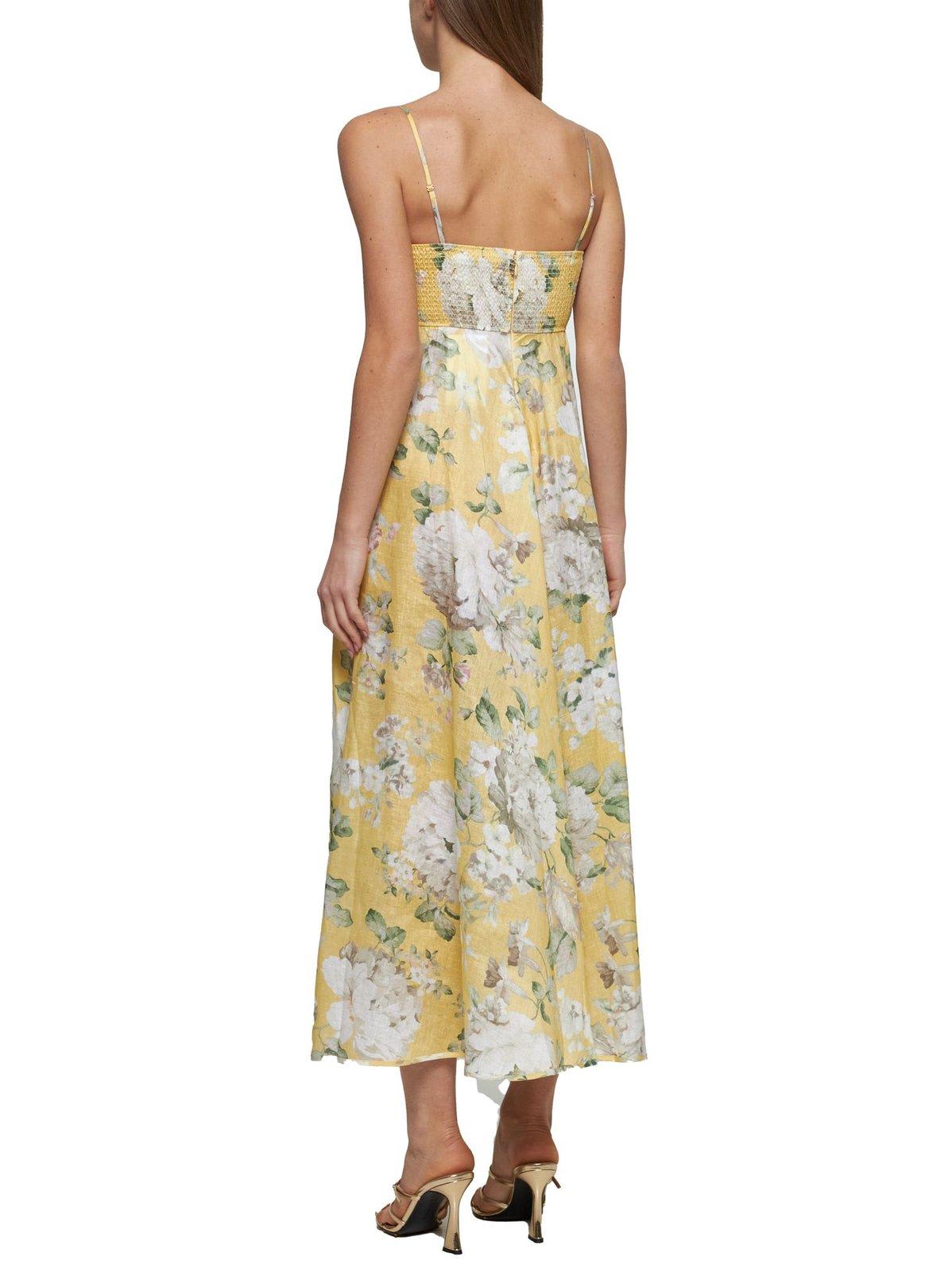 Zimmermann Yellow Linen Acacia Midi Dress In Yellow