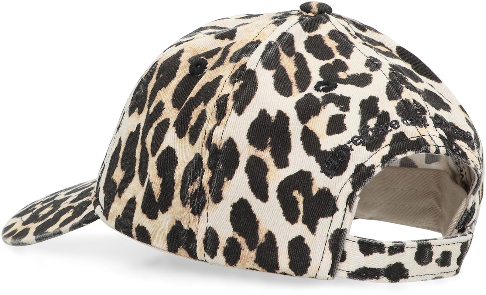 Ganni Leopard-print Canvas Baseball Cap Women In Brown