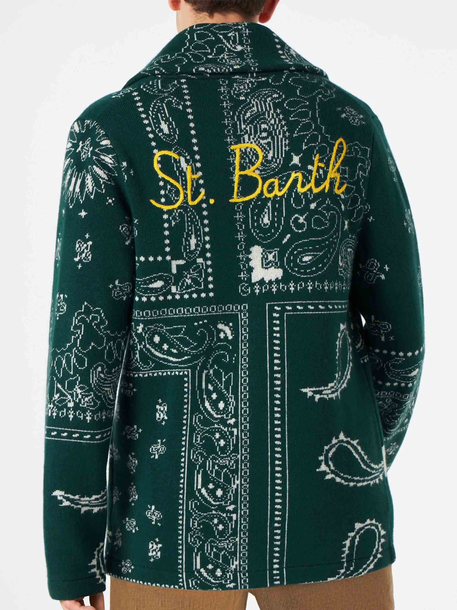 MC2 Saint Barth Man Knit Jacket With Bandanna Print