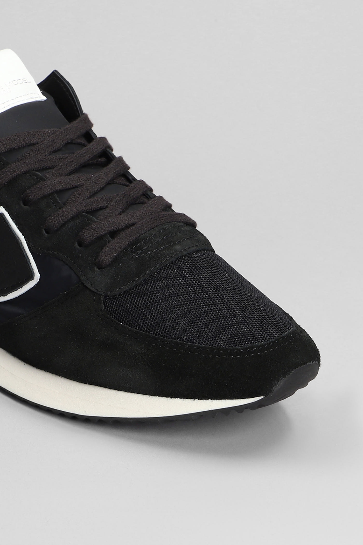 Shop Philippe Model Trpx Low Sneakers In Black Suede And Fabric