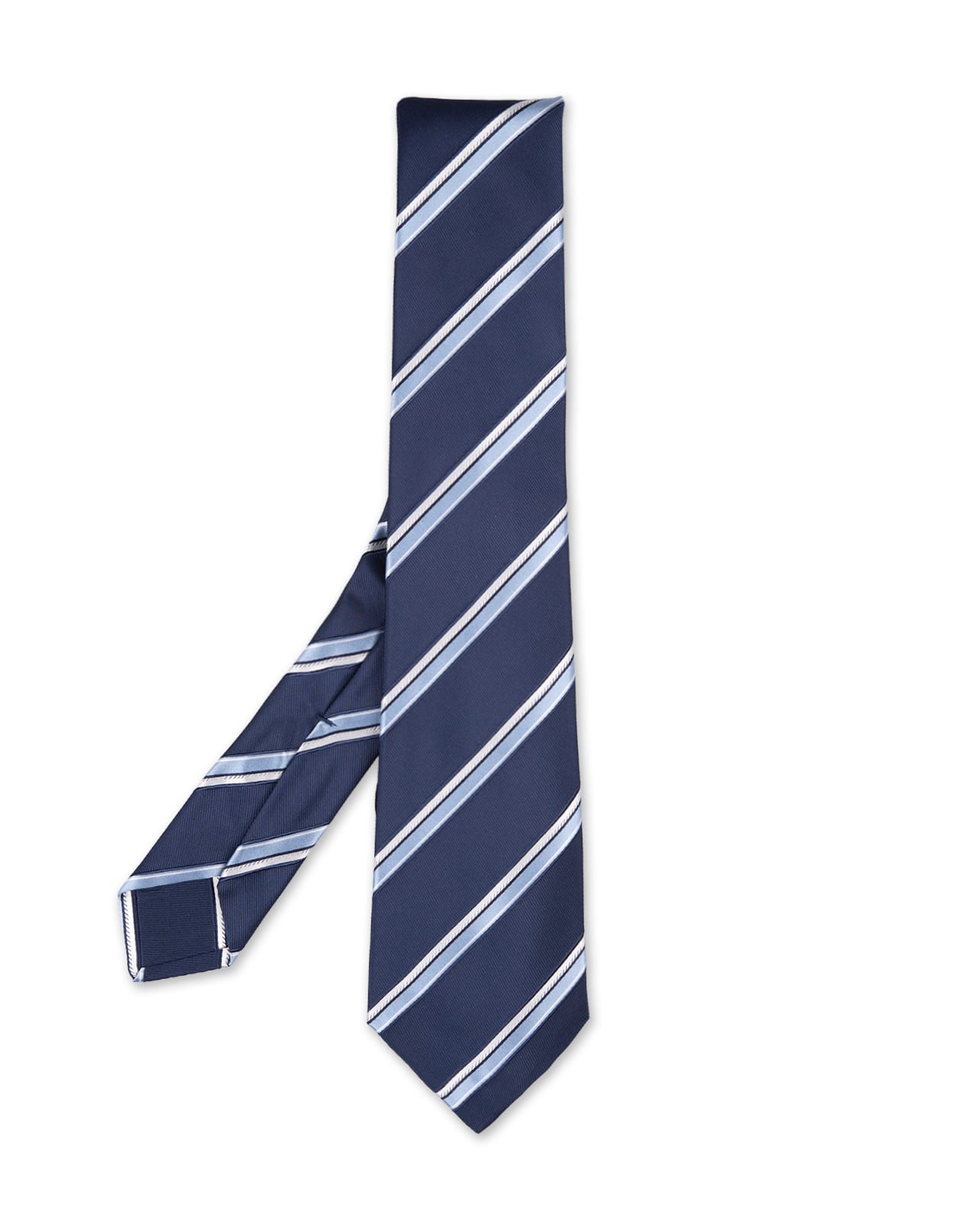 Shop Kiton Blue Tie With Striped Pattern