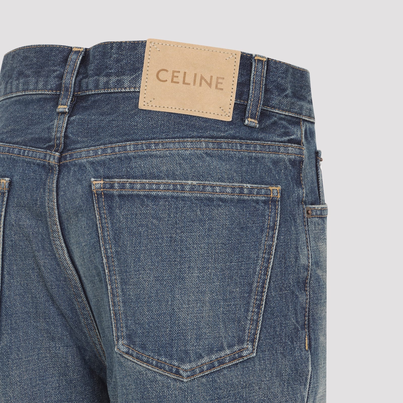 Celine Flared Leg Five-pocket Denim Trousers In Blue